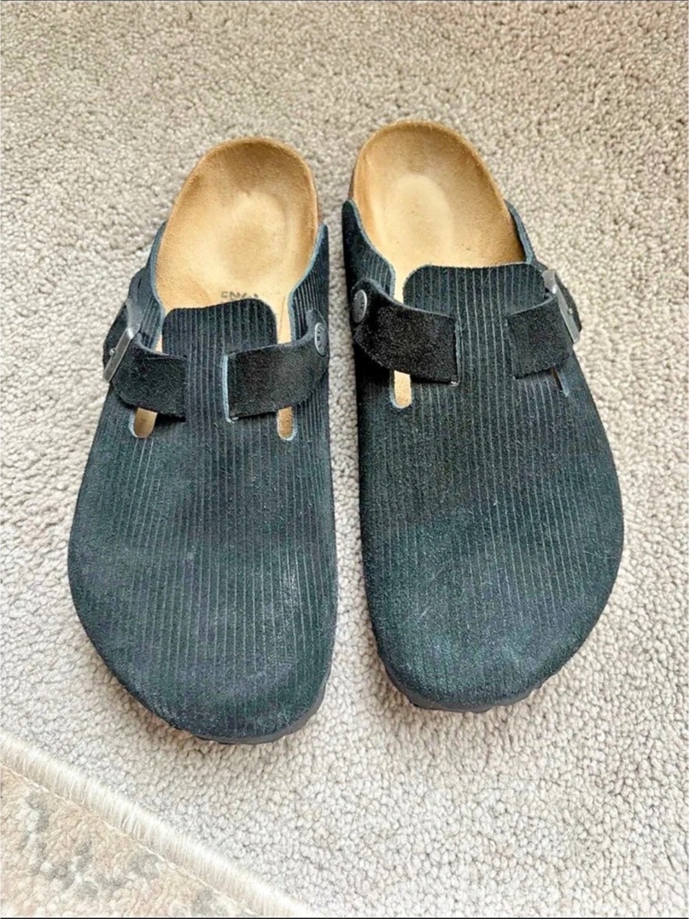 Birkenstock Boston Embossed Corduroy Suede Clog Black EU 38